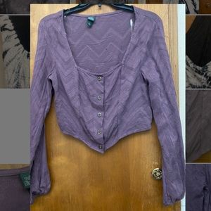 Chevron Mauve-Lilac Crop Top Button Down Bustier